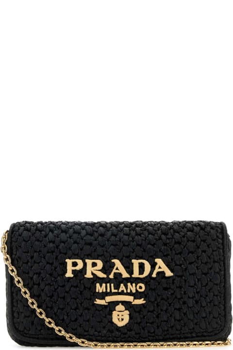 Prada for Women Prada Black Raffia Crossbody Bag