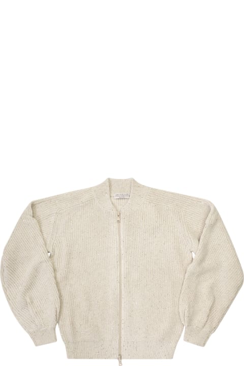 Sweaters & Sweatshirts for Girls Brunello Cucinelli Dazzling Cotton Cardigan