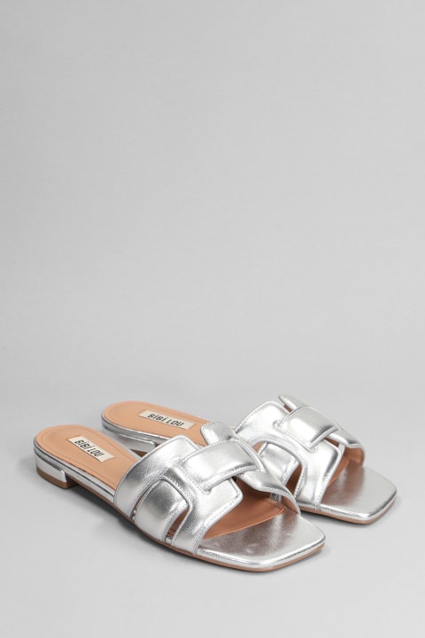 Sandals for Women Bibi Lou Holly Flats In Silver Leather