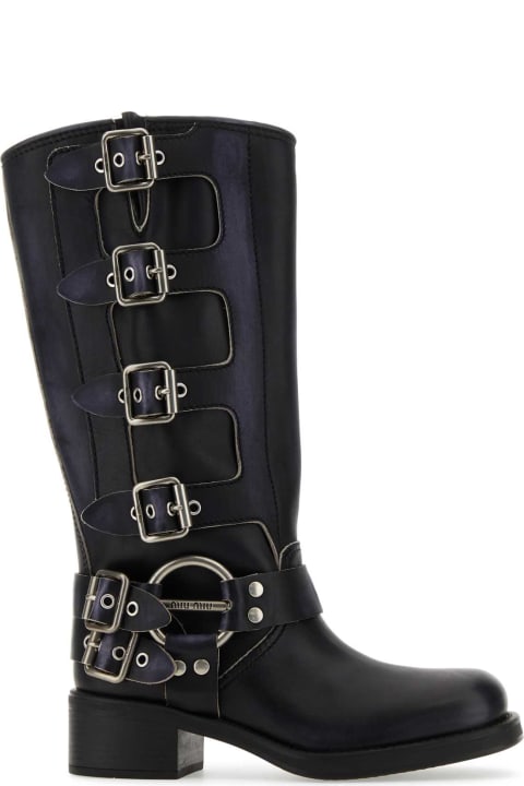 Boots for Women Miu Miu Black Leather Boots