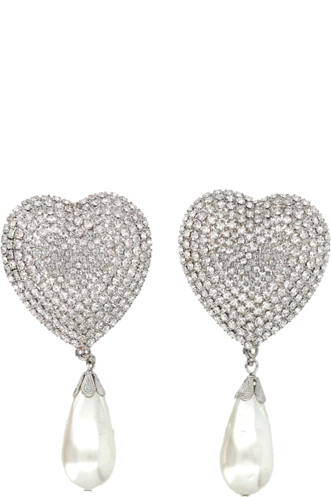 ウィメンズ イヤリング Alessandra Rich Crystal Heart With Pendant Pearl