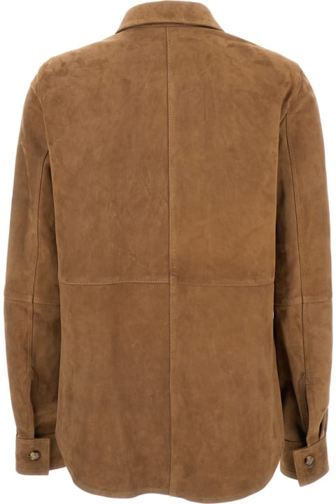 Totême for Women Totême Brown Panelled Shirt In Suede Woman