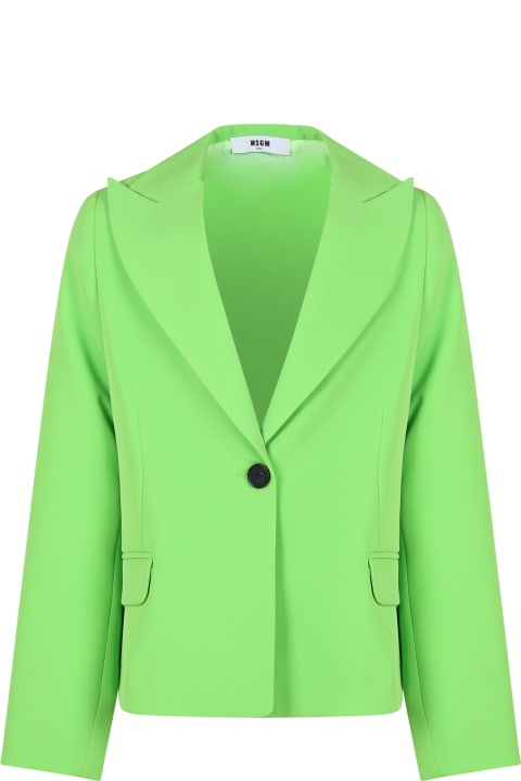 Fashion for Girls MSGM Green Jacket For Girl With Logo