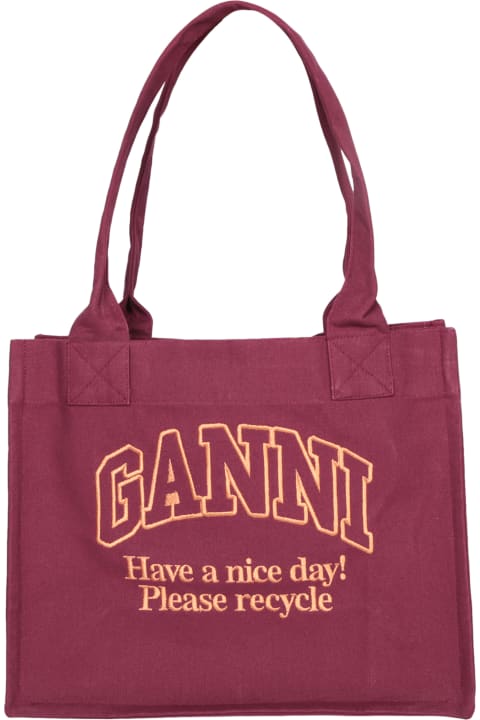 Ganni for Women Ganni Burgundy Canvas Shopping Bag