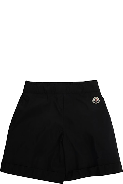 Homeware Moncler Black Shorts With Logo Patch On The Back In Techl Fabric Girl