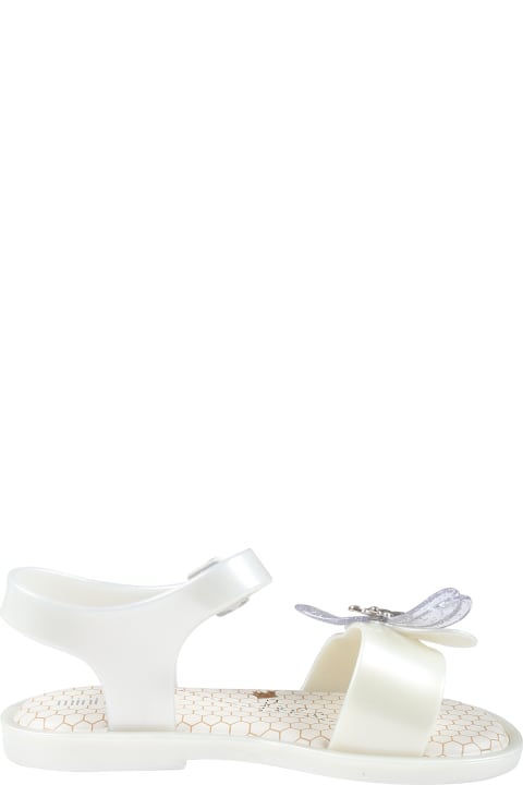 Melissa Shoes for Girls Melissa White Sandals For Girl With Butterfly