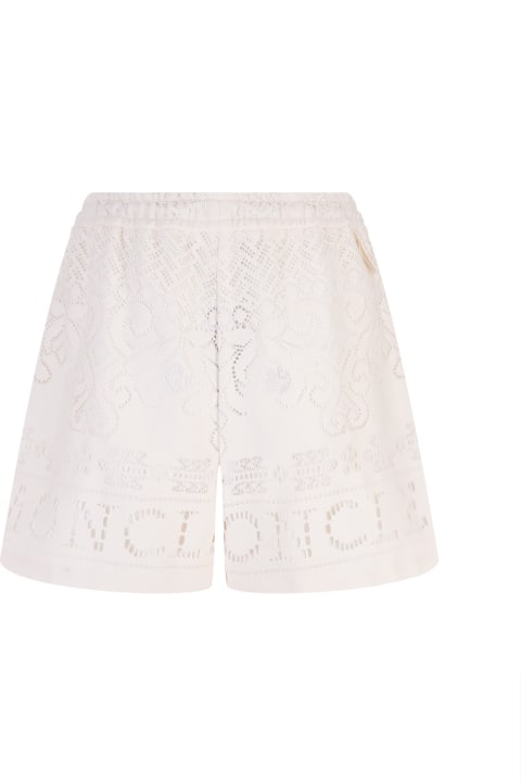 Moncler Clothing for Women Moncler Cream Shorts With Cut-out Embroidery
