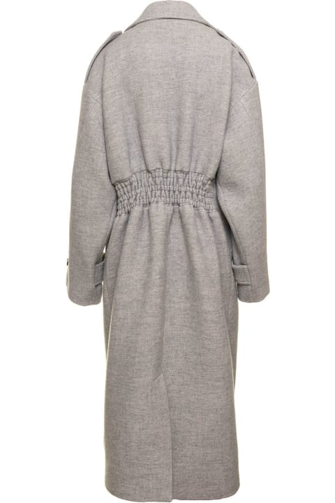 'shamal' Grey Over-sized Long Double-breasted Coat Woman The Mannei