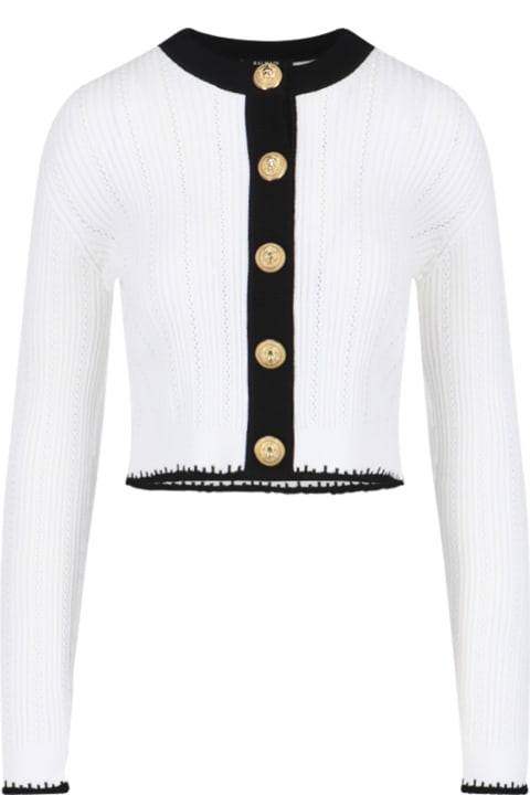 Sweaters for Women Balmain Ls Buttoned Round Neck Knit Cardigan