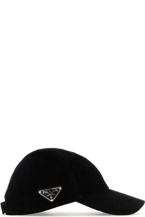 Prada Hats for Men Prada Black Corduroy Baseball Cap