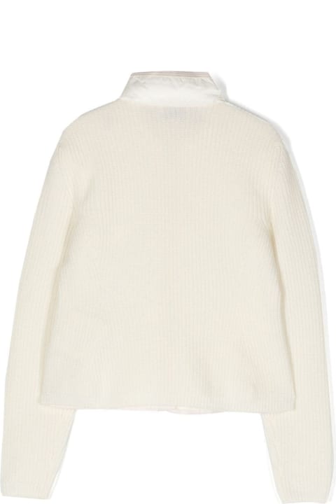 Moncler Sweaters & Sweatshirts for Girls Moncler White Wool Padded Cardigan