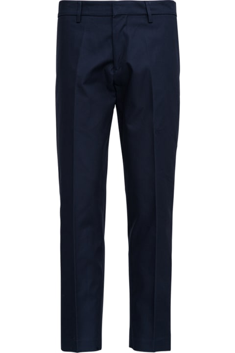 Blue Tailored Cotton Gabardine Trousers
