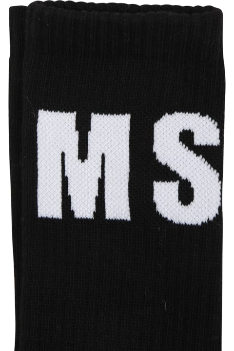 ボーイズ MSGMのアンダーウェア MSGM Bleck Socks For Kids With Logo