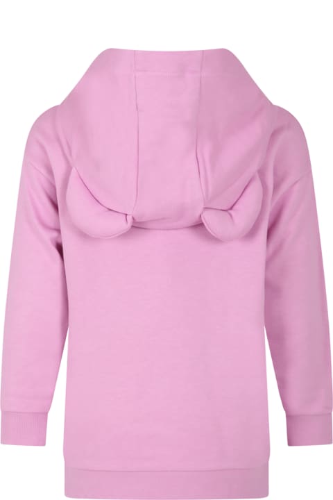 Fuchsia Sweatshirt For Girl With Print