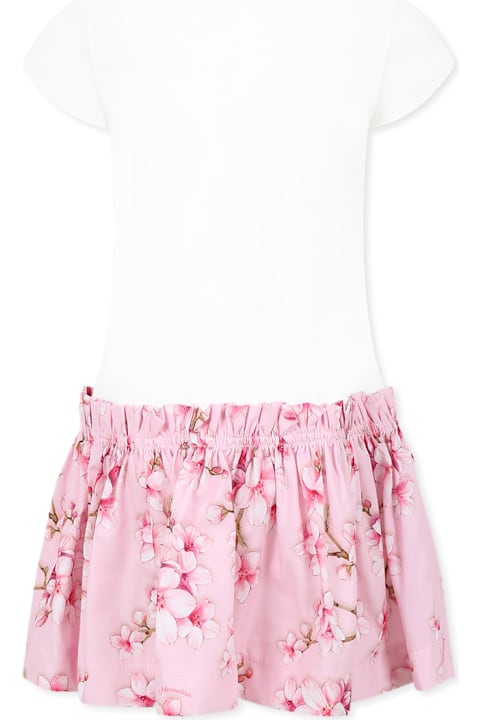 Homeware Monnalisa White Dress For Baby Girl With Bambi
