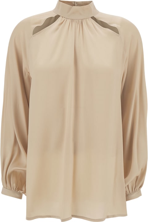 SEMICOUTURE for Women SEMICOUTURE 'jazmin' Champagne Blouse With Cut-out In Acetate And Silk Woman