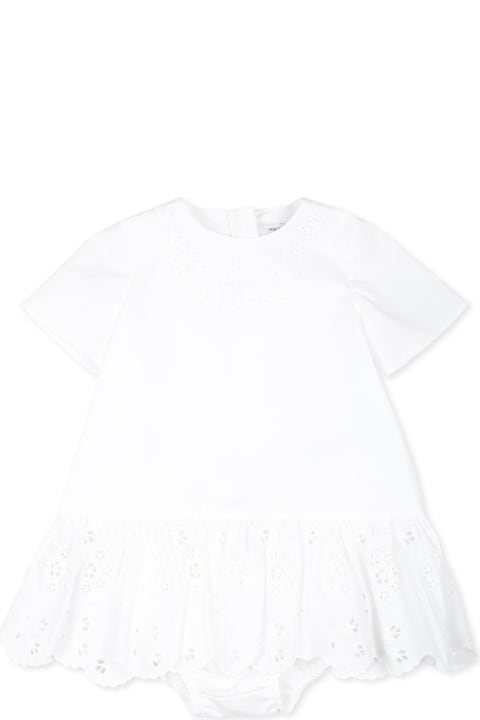 Homeware Dolce 
Gabbana White Dress For Baby Girl With Logo