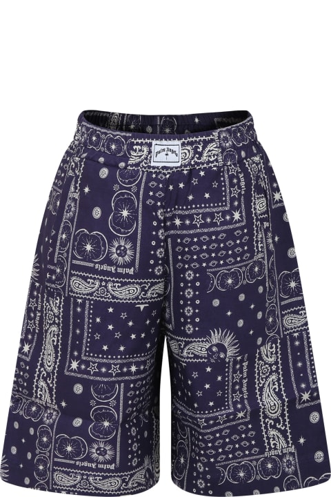 Bottoms for Boys Palm Angels Blue Shorts For Boy With Print