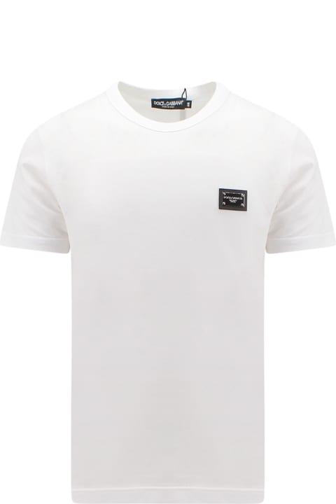 Topwear Sale for Men Dolce & Gabbana Cotton T-shirt With Metal Logo Patch