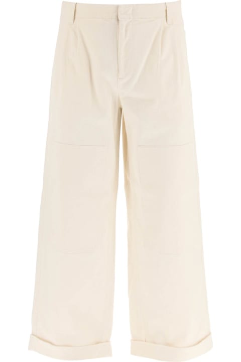 メンズ Etroのボトムス Etro Melange Ivory Stretch Cotton Wide-leg Pant