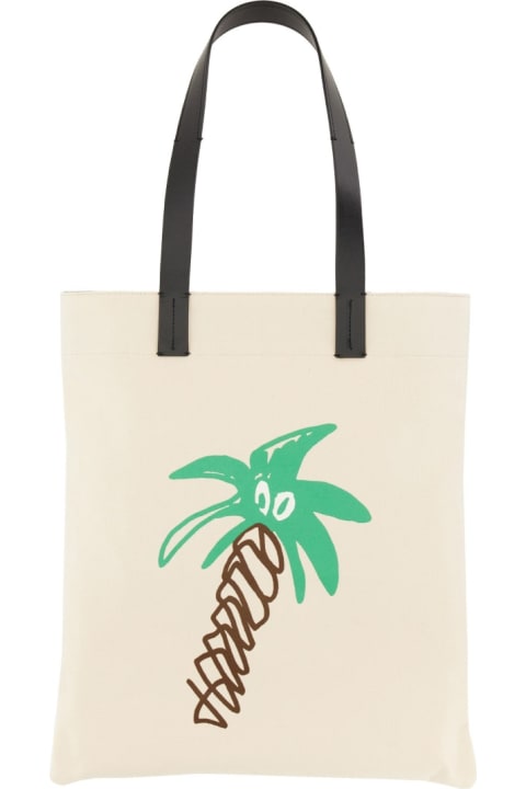 メンズ トートバッグ Palm Angels Cotton Canvas Shopping Bag