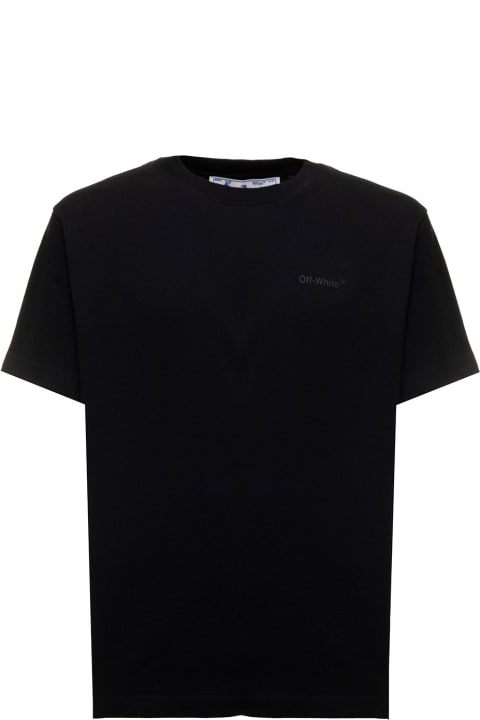 Off White Man's Black Cotton T-shirt With Diag  Print