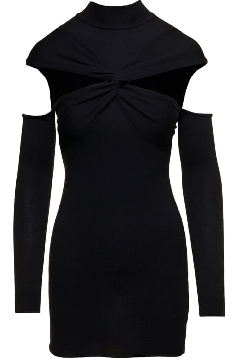 Coperni Dresses for Women Coperni Mini Black Dress With Mock Neck And Twisted Cut-out In Wool Woman