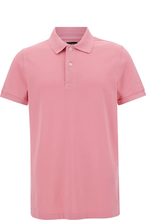 Tom Ford Pink Short-sleeves Polo In Cotton Piquet Jersey Man