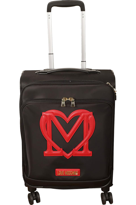 Fashion for Men Love Moschino Heart Patched Two-way Zipped Trolley Luggage