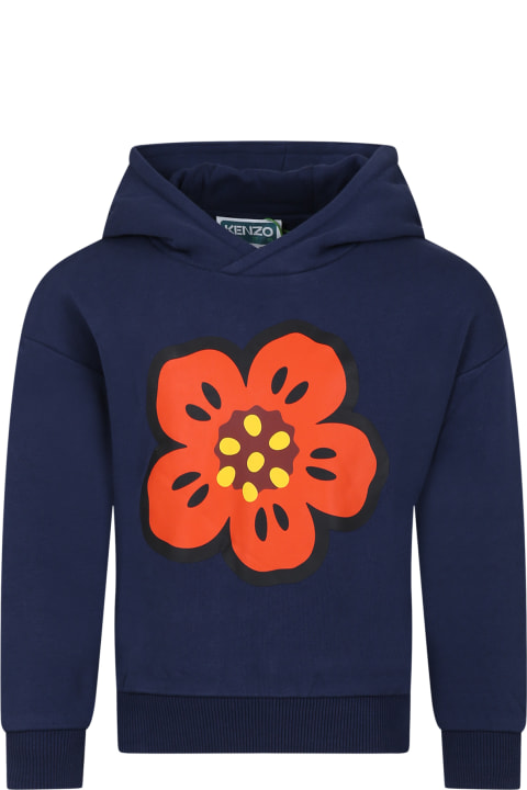 Kenzo Kids Sweaters & Sweatshirts for Boys Kenzo Kids Blue Sweatshirt For Kids With Flower And Logo