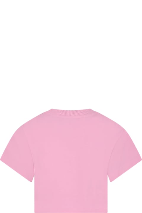ガールズ MoschinoのTシャツ＆ポロシャツ Moschino Pink T-shirt For Girl With Multicolor Print And Logo