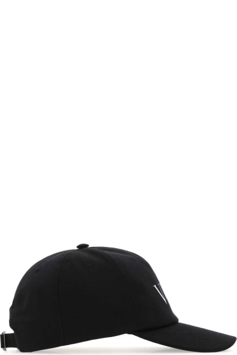 Accessories for Men Valentino Garavani Black Cotton Baseball Cap