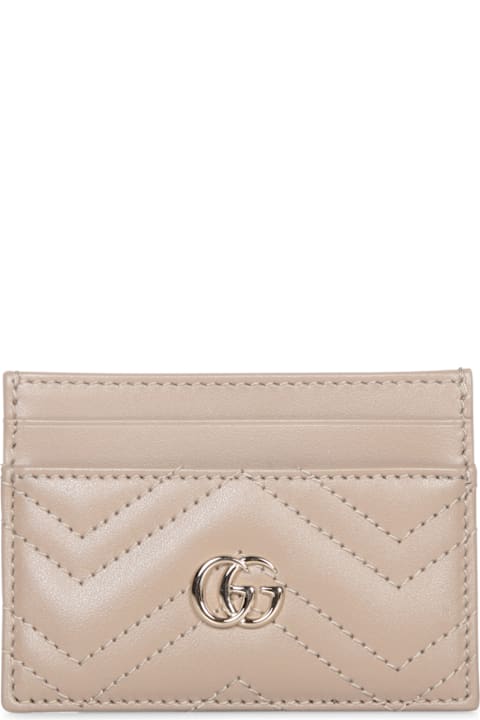 Gucci Wallets for Women Gucci Marmont Leather Card Holder In Beige