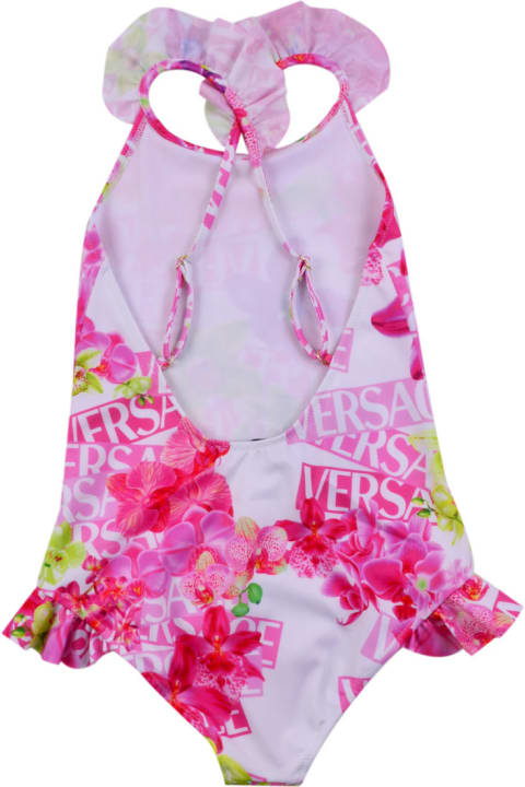 Versace Orchid Logo One Piece Swimsuit