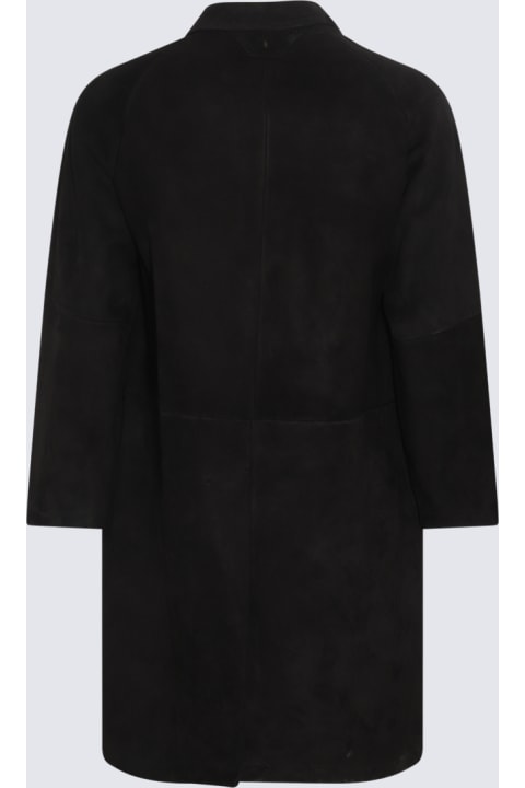 メンズ Salvatore Santoroのコート＆ジャケット Salvatore Santoro Black Leather Long Coat