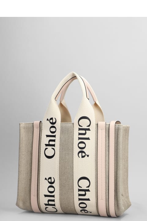 Bags for Women Chloé Woody Tote In Beige Linen