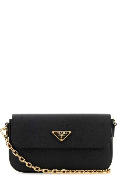 ウィメンズ Pradaのショルダーバッグ Prada Black Leather Crossbody Bag