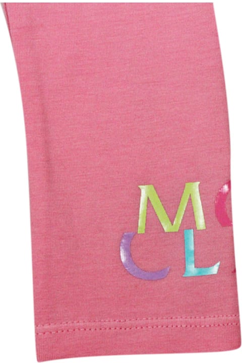 Moncler Bottoms for Girls Moncler Cotton Leggings With Elastic Waistband And Logo At The Bottom