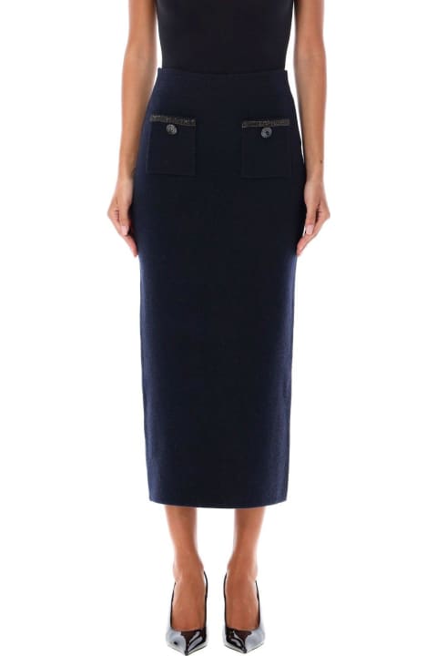 Homeware self-portrait Embellished Knit Midi Skirt