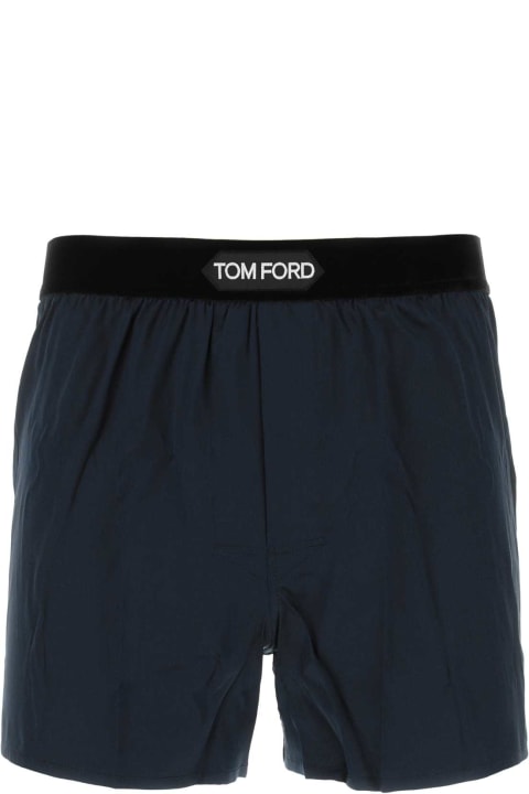 Pants for Men Tom Ford Blue Satin Boxer
