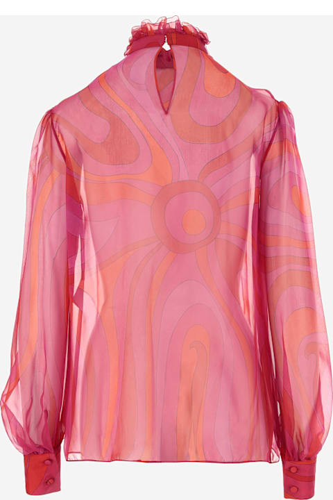 Pucci Topwear for Women Pucci Silk Chiffon Blouse With Marble Print