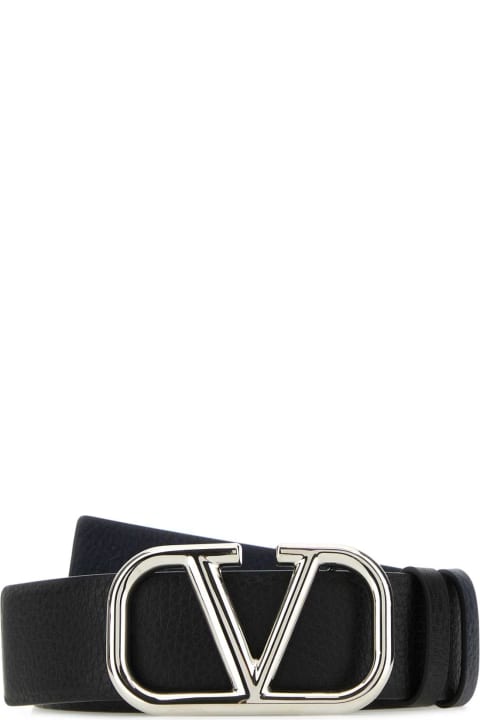 Belts Sale for Men Valentino Garavani Black Leather Reversible Vlogo Belt