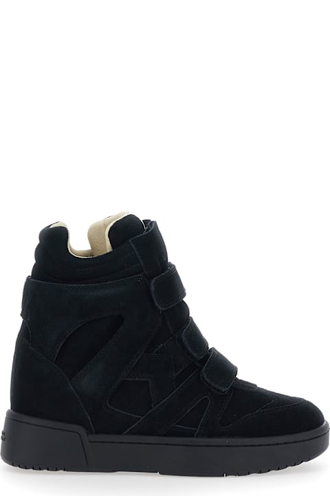 Isabel Marant Sneaker With Insert Design And High Wedge Heel In Black Leather For Women