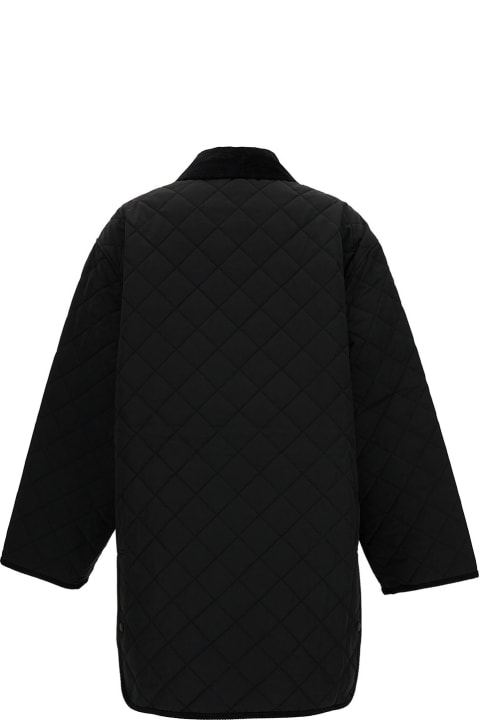 Totême for Women Totême Black Jacket With Collar And Oversized Pockets In Quilted Fabric Woman