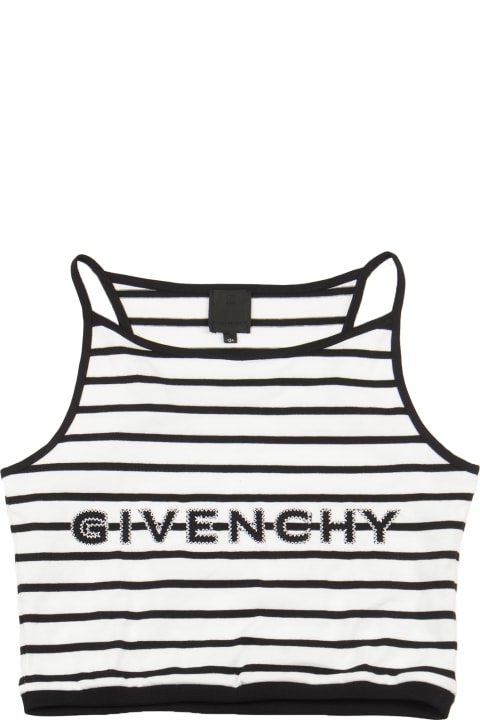 Fashion for Girls Givenchy Logo Embroidered Stripe Top