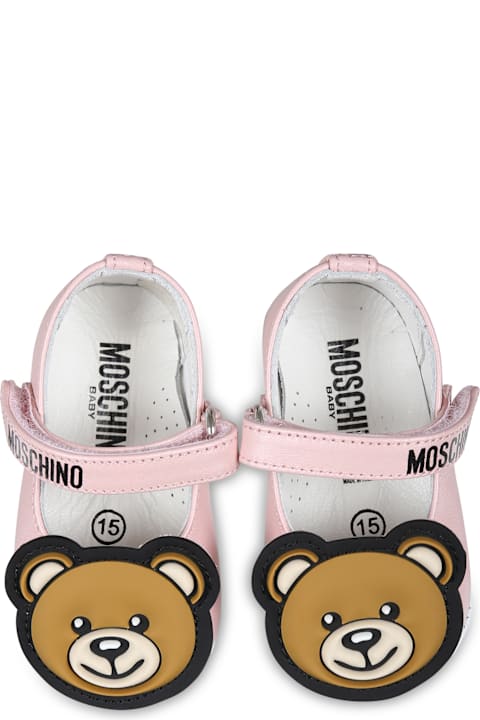Moschino Shoes for Baby Boys Moschino Pink Ballet Flats For Baby Girl With Teddy Bear