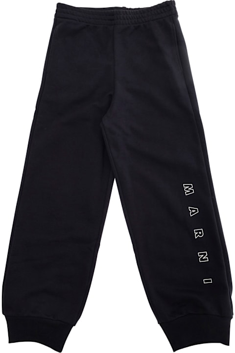 Marni for Boys Marni Blue Pants With Logo On The Leg In Cotton Boy