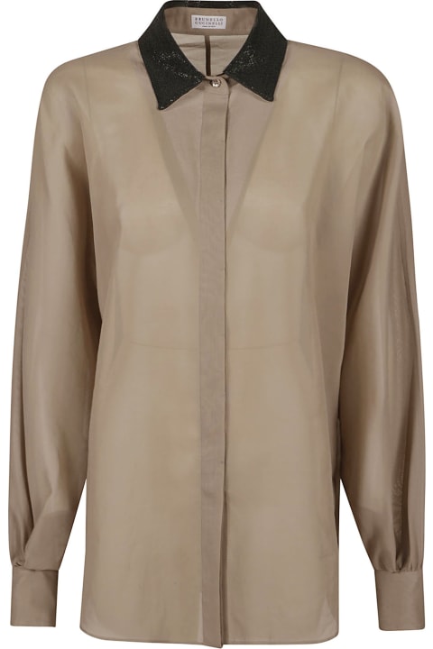 Fashion for Women Brunello Cucinelli Embellished Collar Shirt