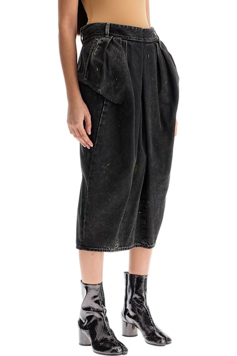 Maison Margiela for Women Maison Margiela Black Cotton Vintage Effect High-waisted Skirt