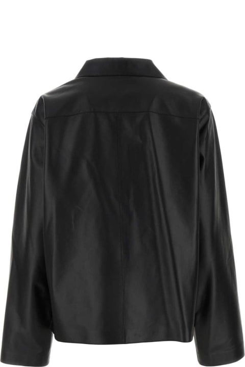ウィメンズ ウェア Loewe Black Leather Oversize Shirt